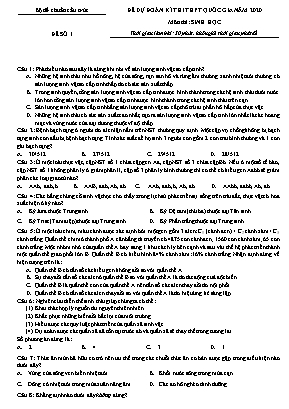 Đề dự đoán kỳ thi THPT Quốc gia môn Sinh học năm 2020 - Đề số 1 (Có đáp án)
